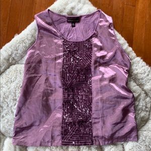 Dana Buchman Sequin Mesh Embellished Purple Blouse